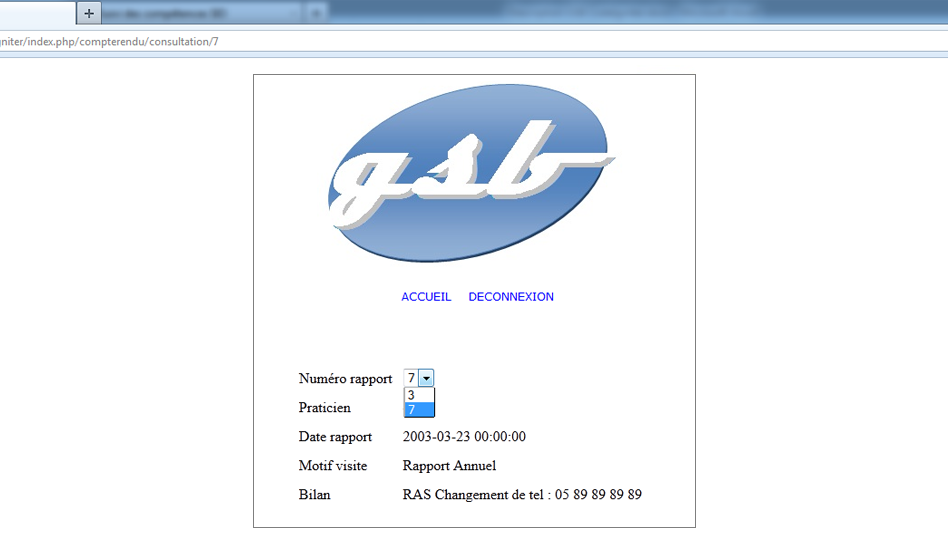 GSB CodeIgniter - Capture d'cran