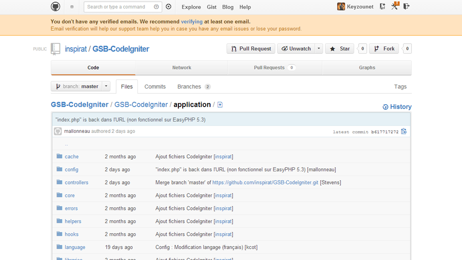 GSB CodeIgniter - Capture d'cran