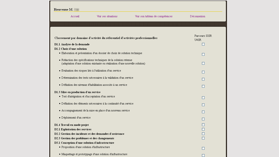 Portefeuille de comptences
